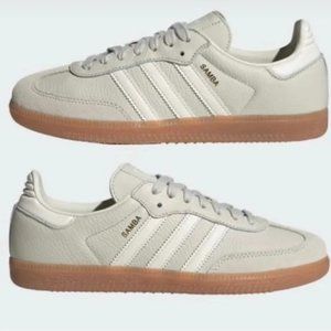 NEW Adidas Samba OG Aluminum Gum - Women's Size - Chalk White Beige Shoes